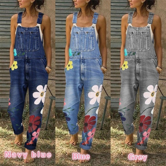 Denim Overalls Printed Washed Gomaki