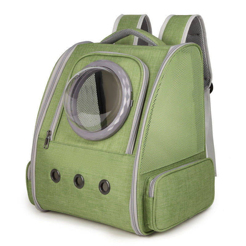 Linen Cat Backpack Carrier with Bubble Window Gomaki