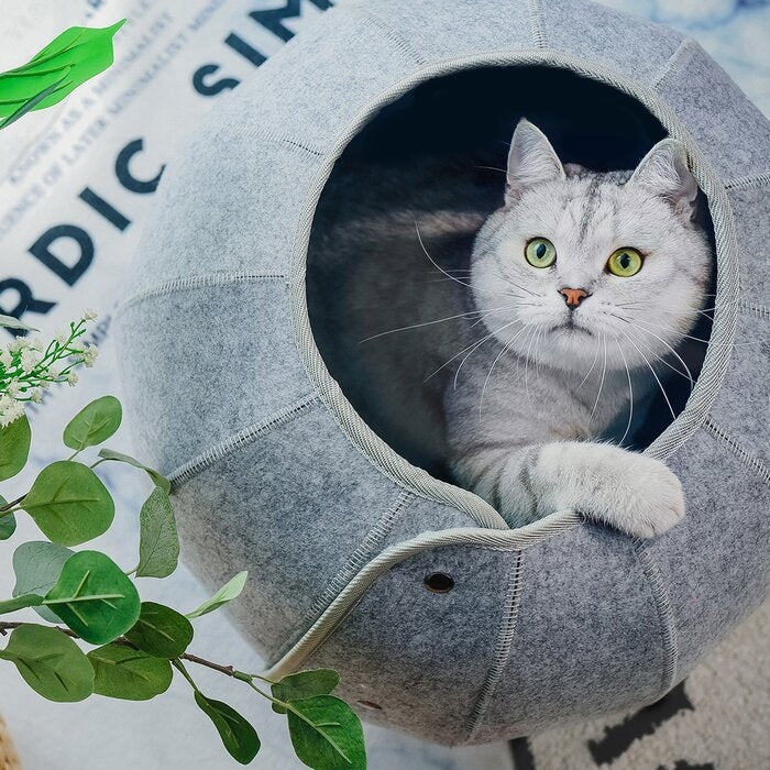 Convertible Felt Cat Bed Cave Gomaki
