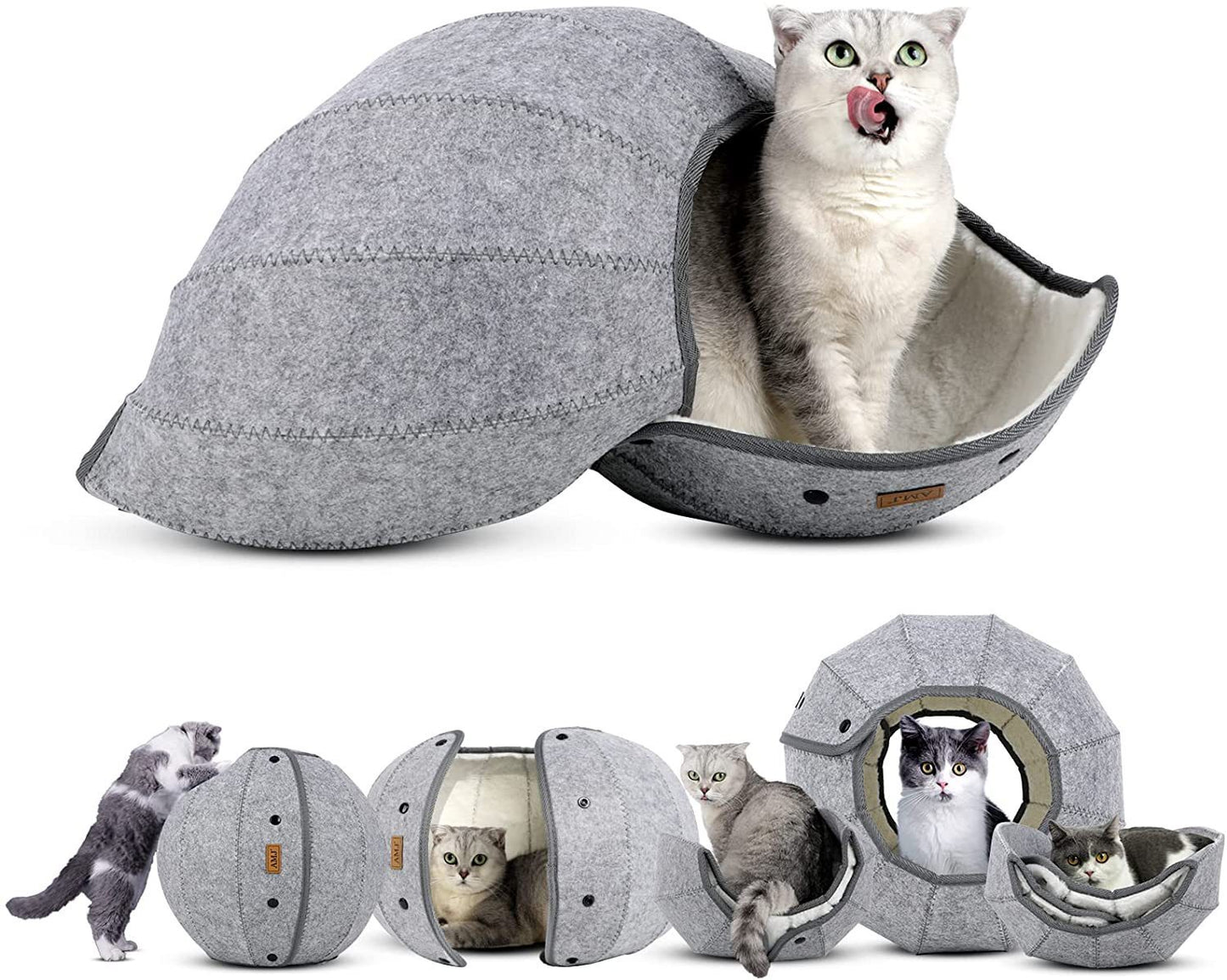 Convertible Felt Cat Bed Cave Gomaki