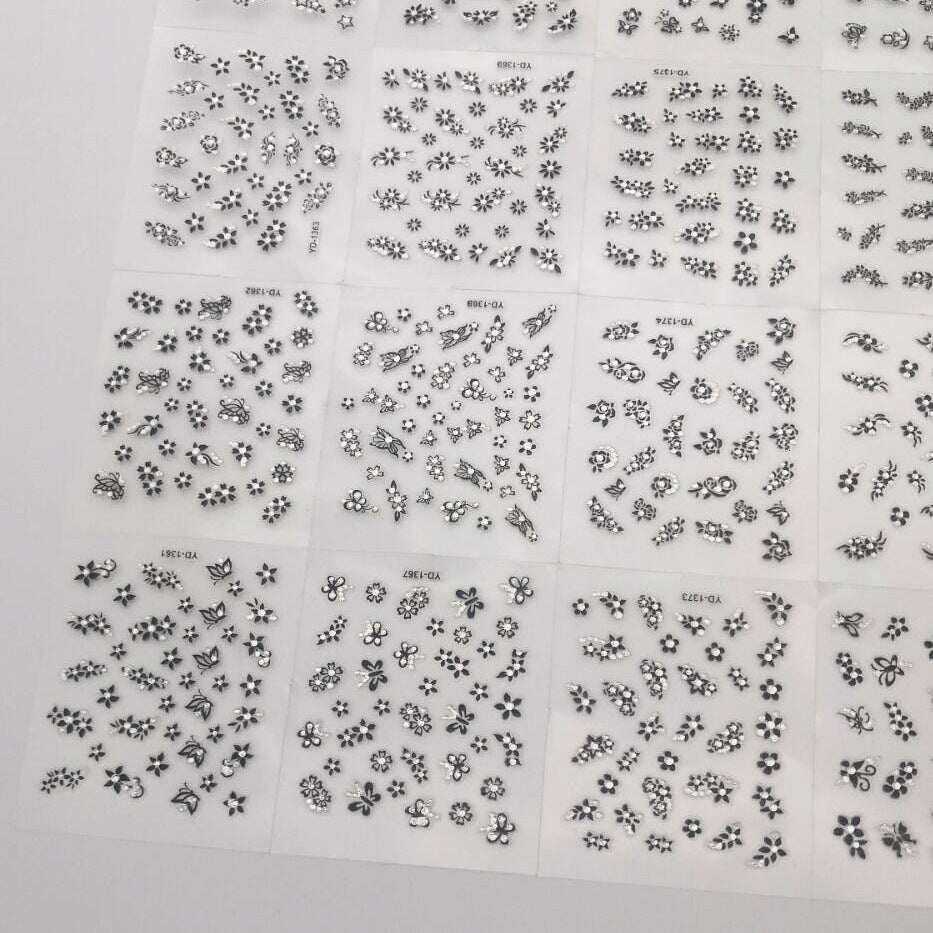 Floral Nail Art Stickers Set Gomaki