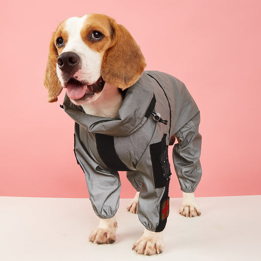 Reflective Silver Dog Raincoat Gomaki Shop