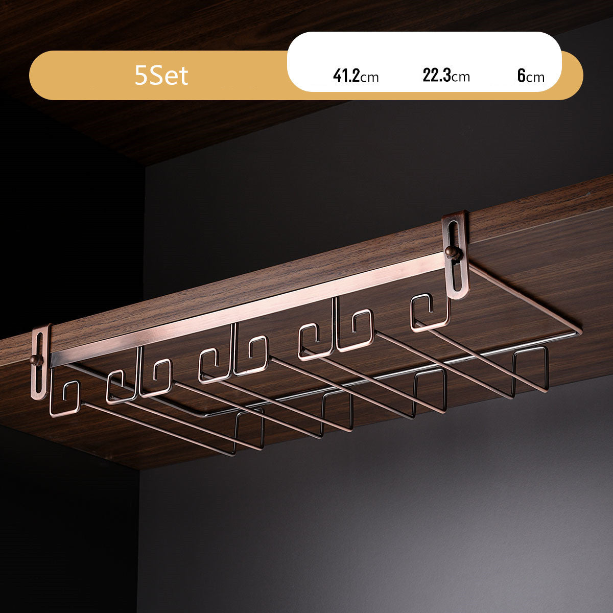Luxury Gold Under Cabinet Wine Glass Rack Gomaki