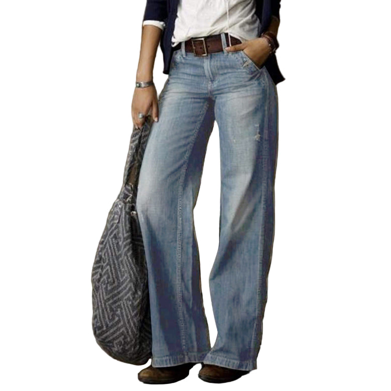 Women Wide Leg High Waist Jeans
