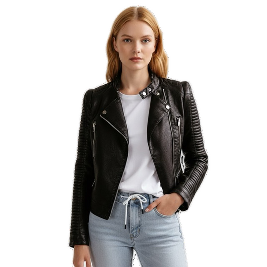 Classic Black Genuine Leather Biker Jacket Gomaki