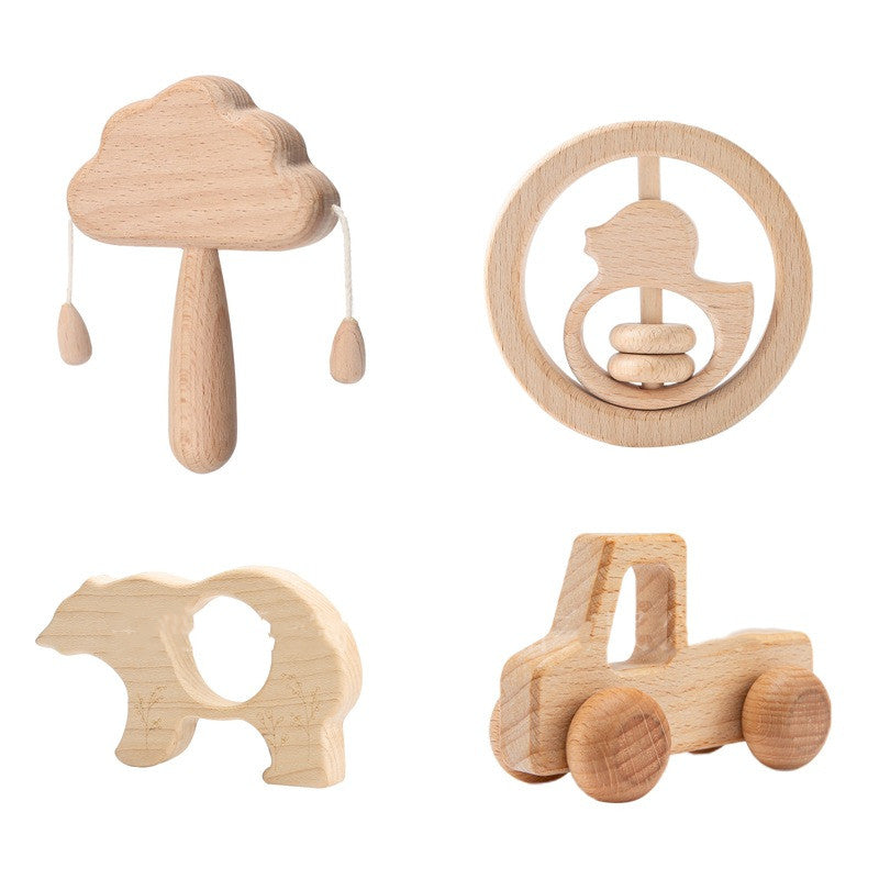Gomaki Kids Montessori Wooden Rattle Set