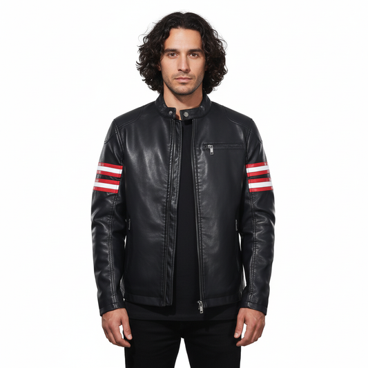 Men PU Leather Biker Style Gomaki