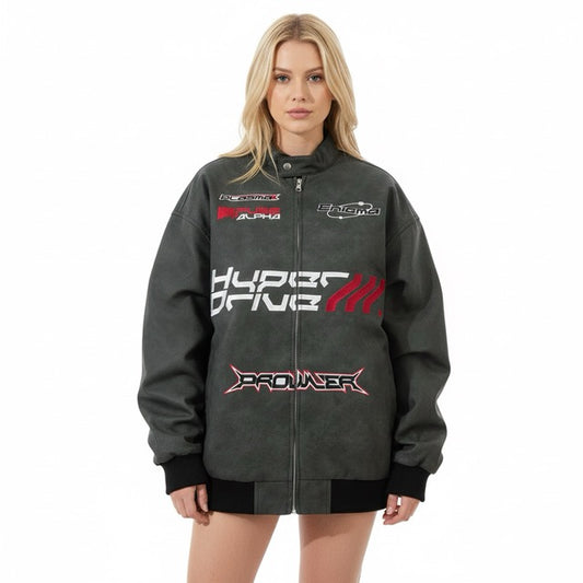 Unisex PU Leather Bomber Jacket Gomaki Shop