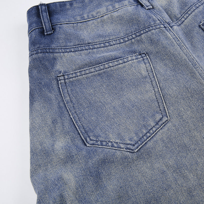 High Waist Vintage Denim Maxi Skirt Gomaki