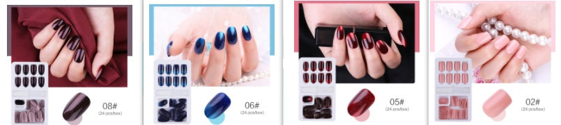 Elegant Short Square Press On Nails Reusable Stick Gomaki