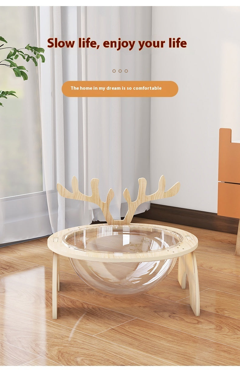 Cat Nest Space Capsule Solid Wood Pet Bed Gomaki