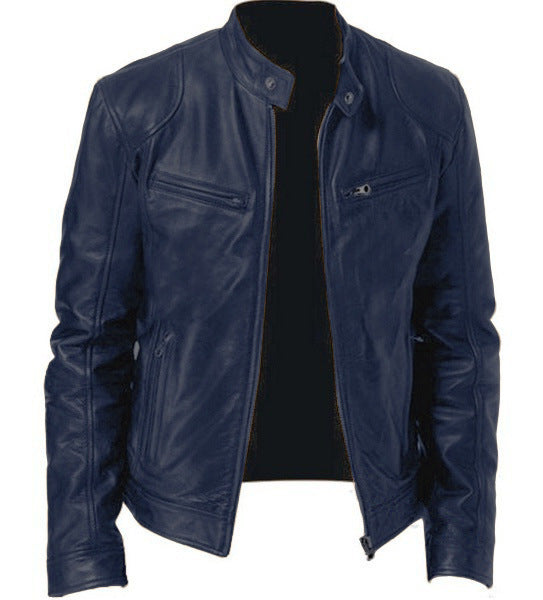 Men Classic Biker Faux Leather Jacket Gomaki