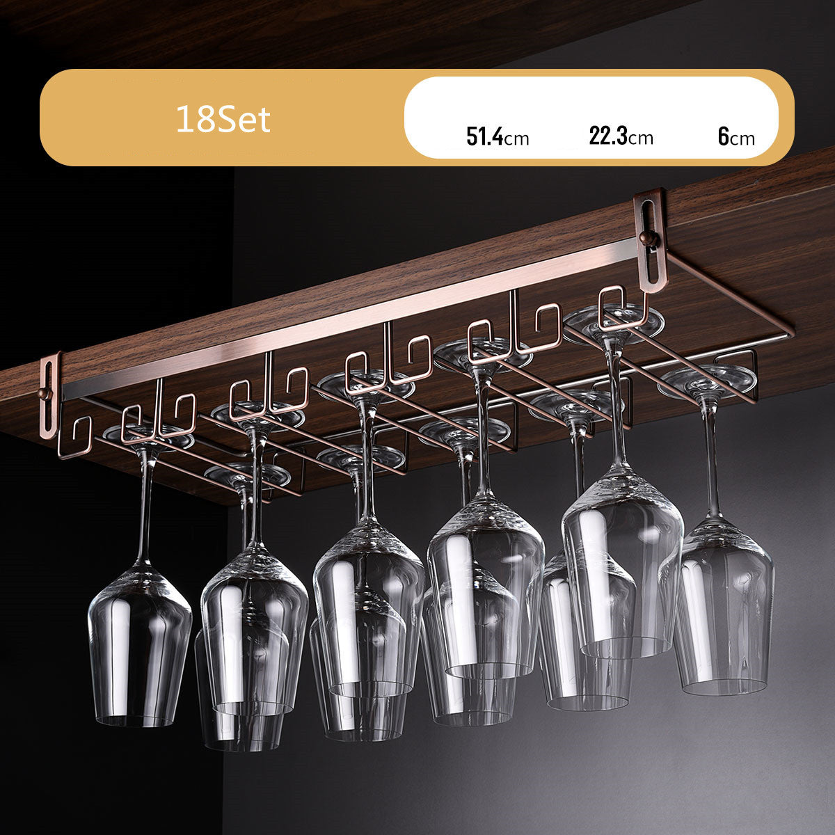 Luxury Gold Under Cabinet Wine Glass Rack Gomaki