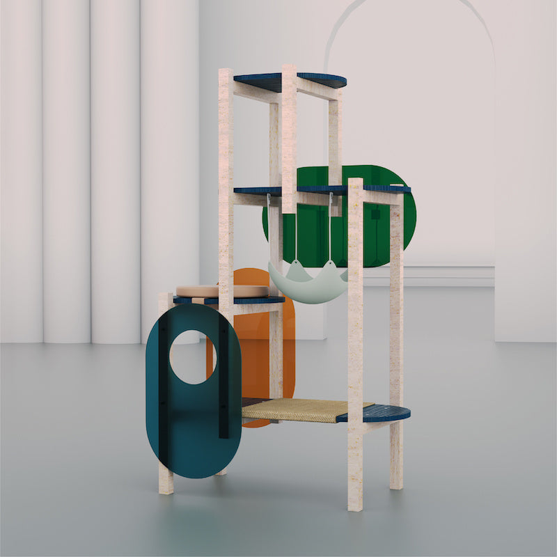 Modern Luxury Cat Tree Tower Solid Wood Multi Level Climbing Structure Gomaki
