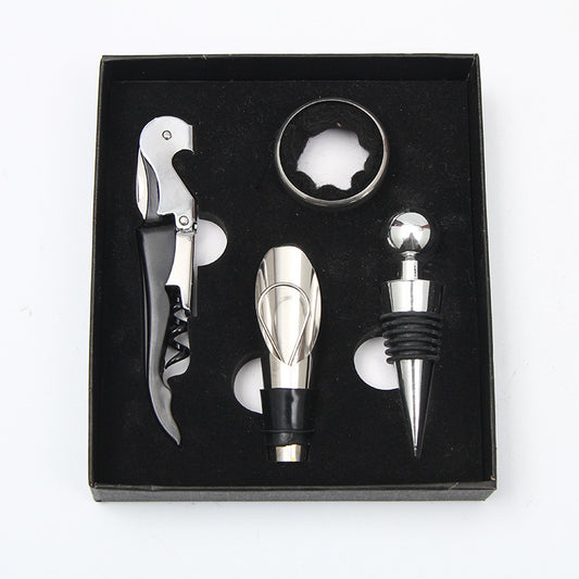 Four Piece Stainless Steel Wine Accessory Gift Set Gomaki