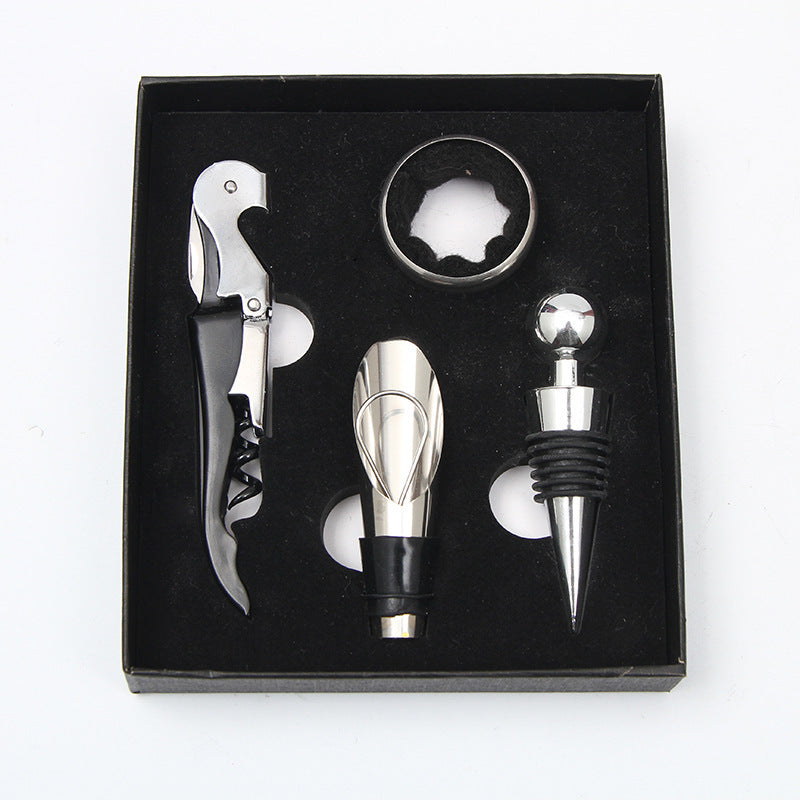 Four Piece Stainless Steel Wine Accessory Gift Set Gomaki
