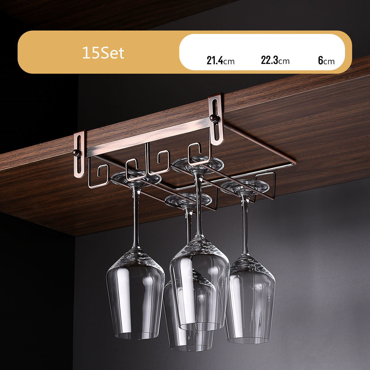 Luxury Gold Under Cabinet Wine Glass Rack Gomaki