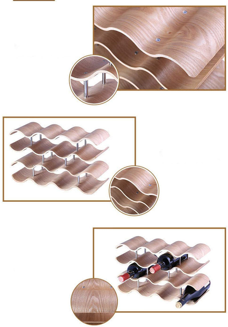 Modern Wave Wooden Wine Rack Gomaki