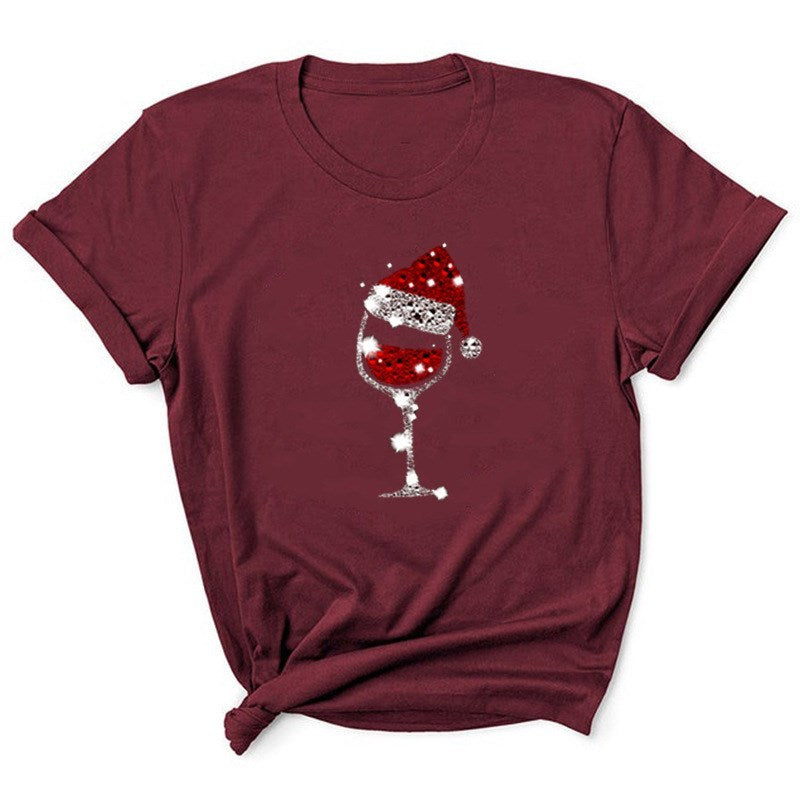 Christmas Wine Glass T Shirt Gomaki