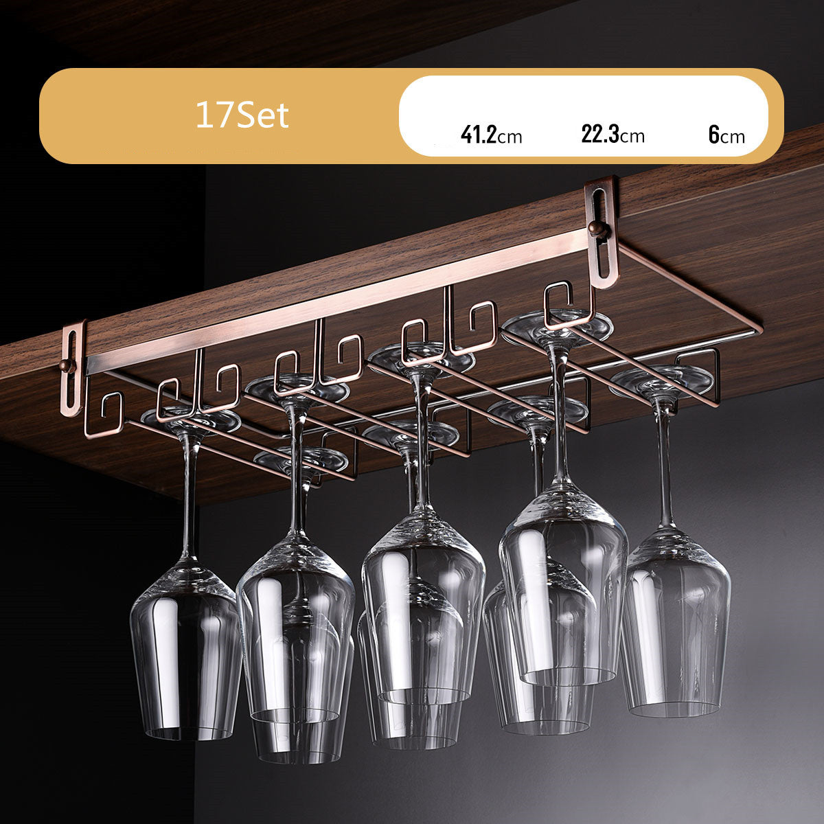 Luxury Gold Under Cabinet Wine Glass Rack Gomaki
