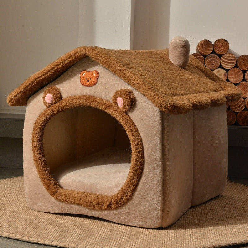Plush Bear House Pet Bed Gomaki Shop