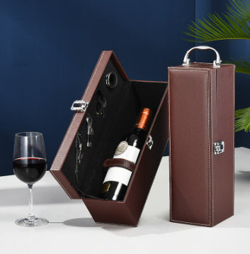 Leather Single Bottle Case with Wine Accessories Gomaki