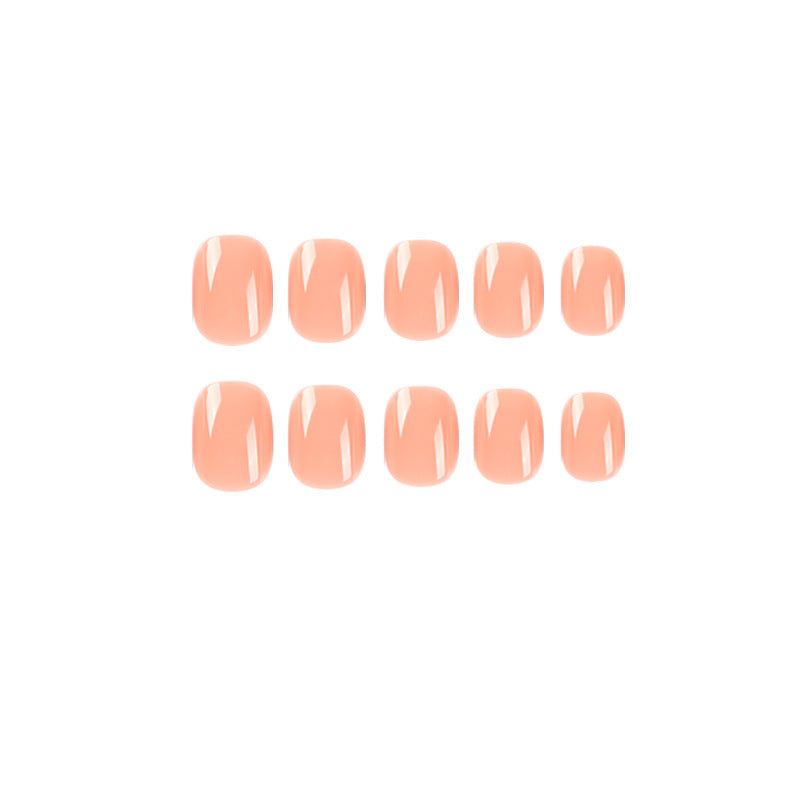 Short Oval Coral Press On Nails Gomaki
