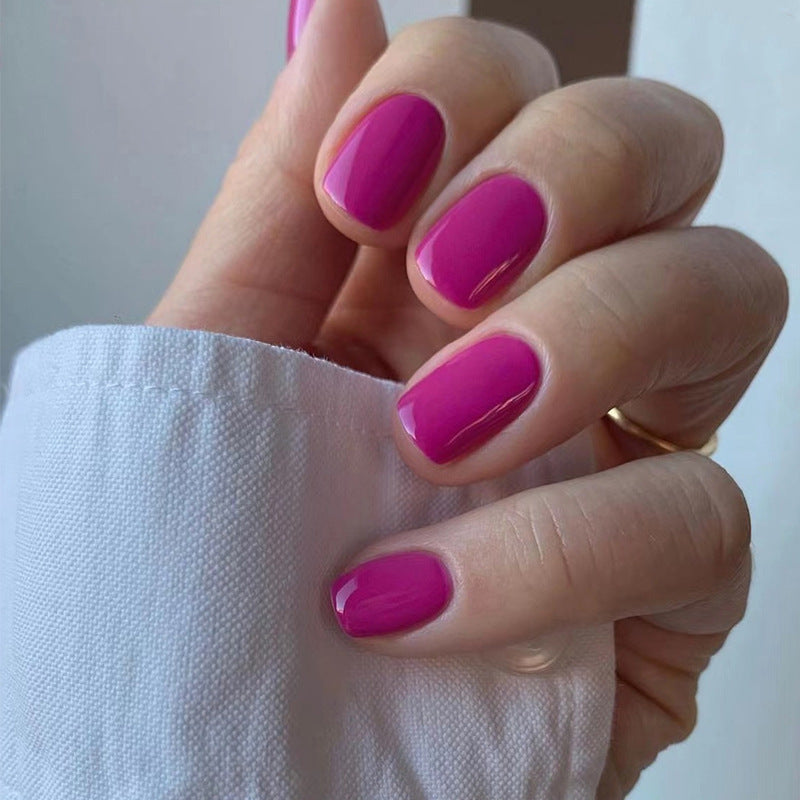 Short Oval Coral Press On Nails Gomaki