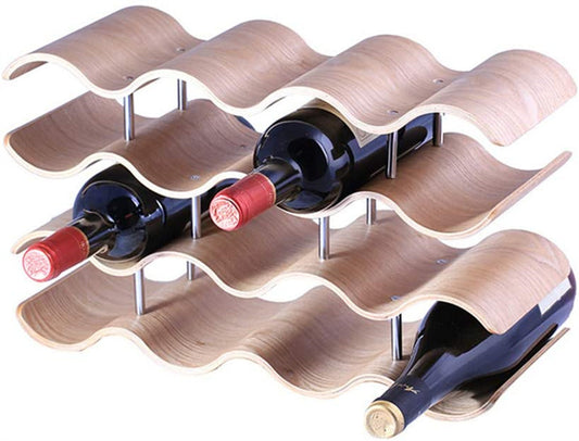Modern Wave Wooden Wine Rack Gomaki