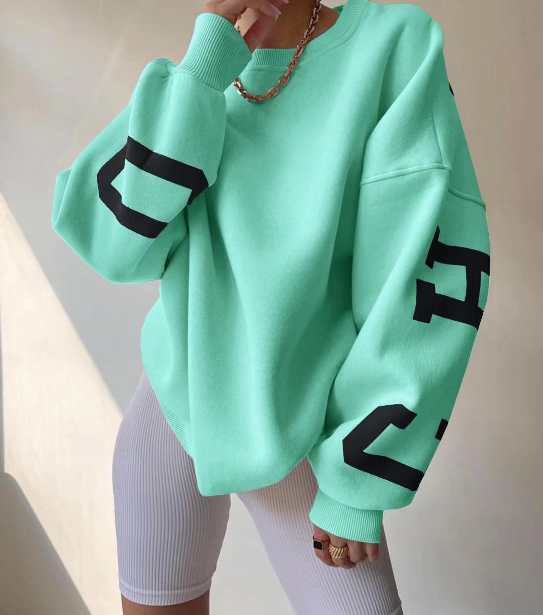 Women Oversized Letter Print Sweatshirt Gomaki