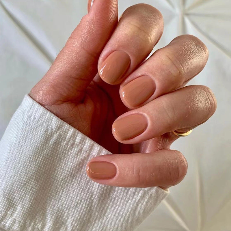 Short Oval Coral Press On Nails Gomaki