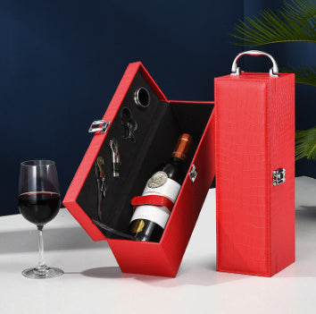 Leather Single Bottle Case with Wine Accessories Gomaki