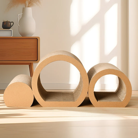 Cat Scratcher Tunnel Set Three Piece Corrugated Cardboard Gomaki
