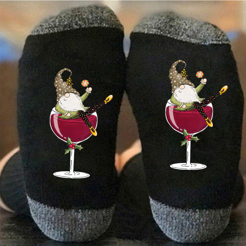 Christmas Wine Gnome Socks Gomaki