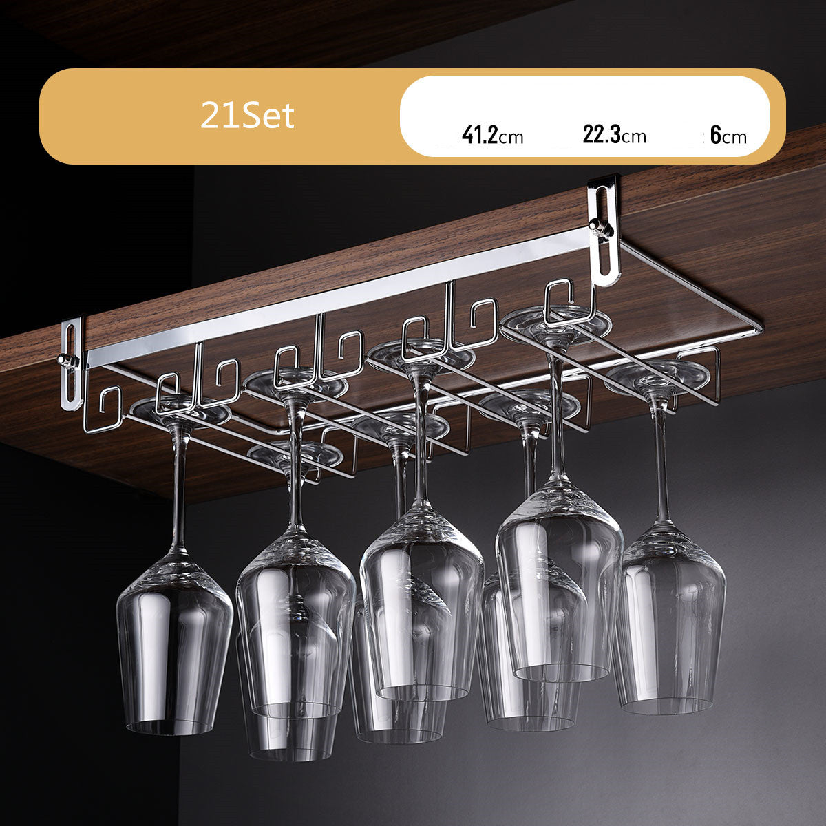 Luxury Gold Under Cabinet Wine Glass Rack Gomaki