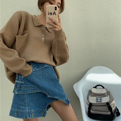 Asymmetric Denim Mini Skirt Gomaki