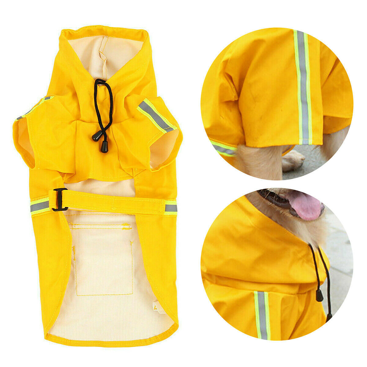 Dog Raincoat Waterproof Jacket With Safety Reflective Stripe Gomaki