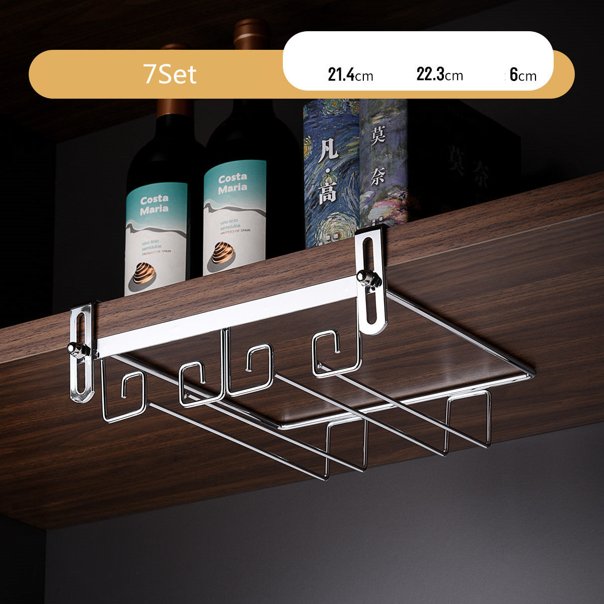 Luxury Gold Under Cabinet Wine Glass Rack Gomaki