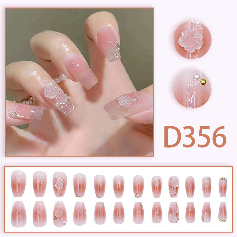 Pink Gradient Crystal Press On Nails Gomaki