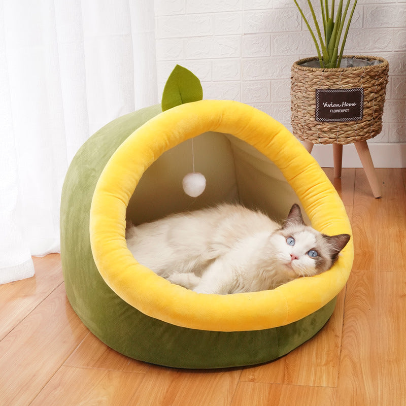 Cute Cat Ear Plush Pet Bed Gomaki