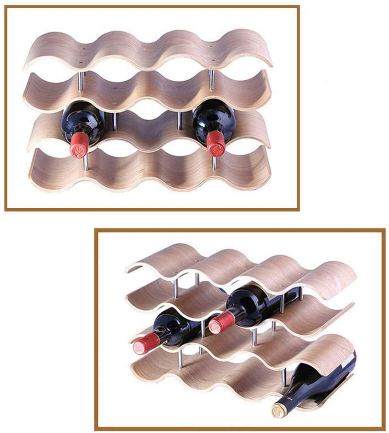 Modern Wave Wooden Wine Rack Gomaki