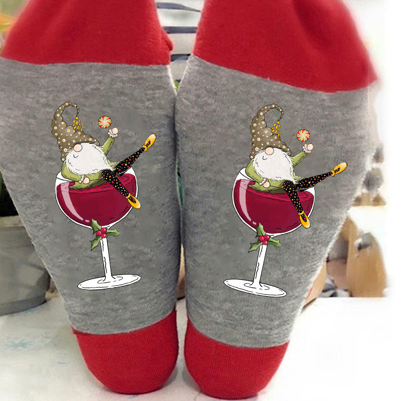 Christmas Wine Gnome Socks Gomaki