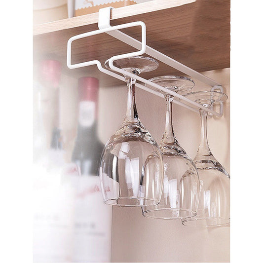 Under Cabinet White Metal Wine Glass Rack Gomaki