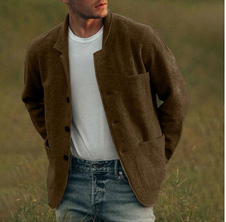 Men Wool Blend Casual Blazer Jacket Gomaki