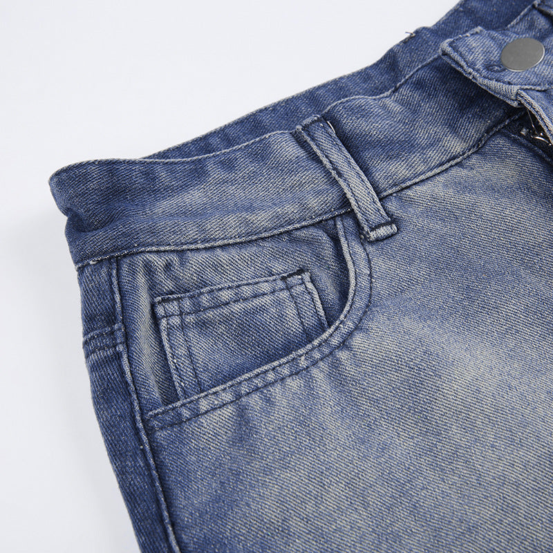 High Waist Vintage Denim Maxi Skirt Gomaki