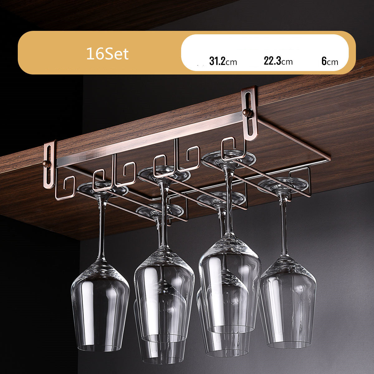 Luxury Gold Under Cabinet Wine Glass Rack Gomaki