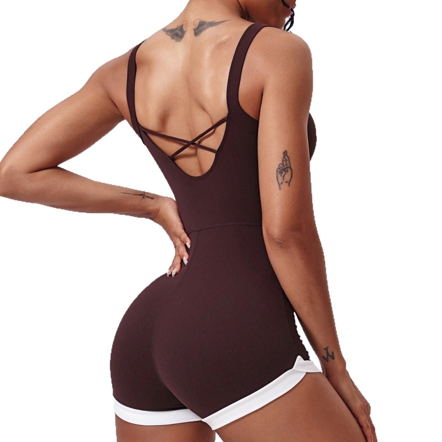 Women Square Neck Sleeveless Romper