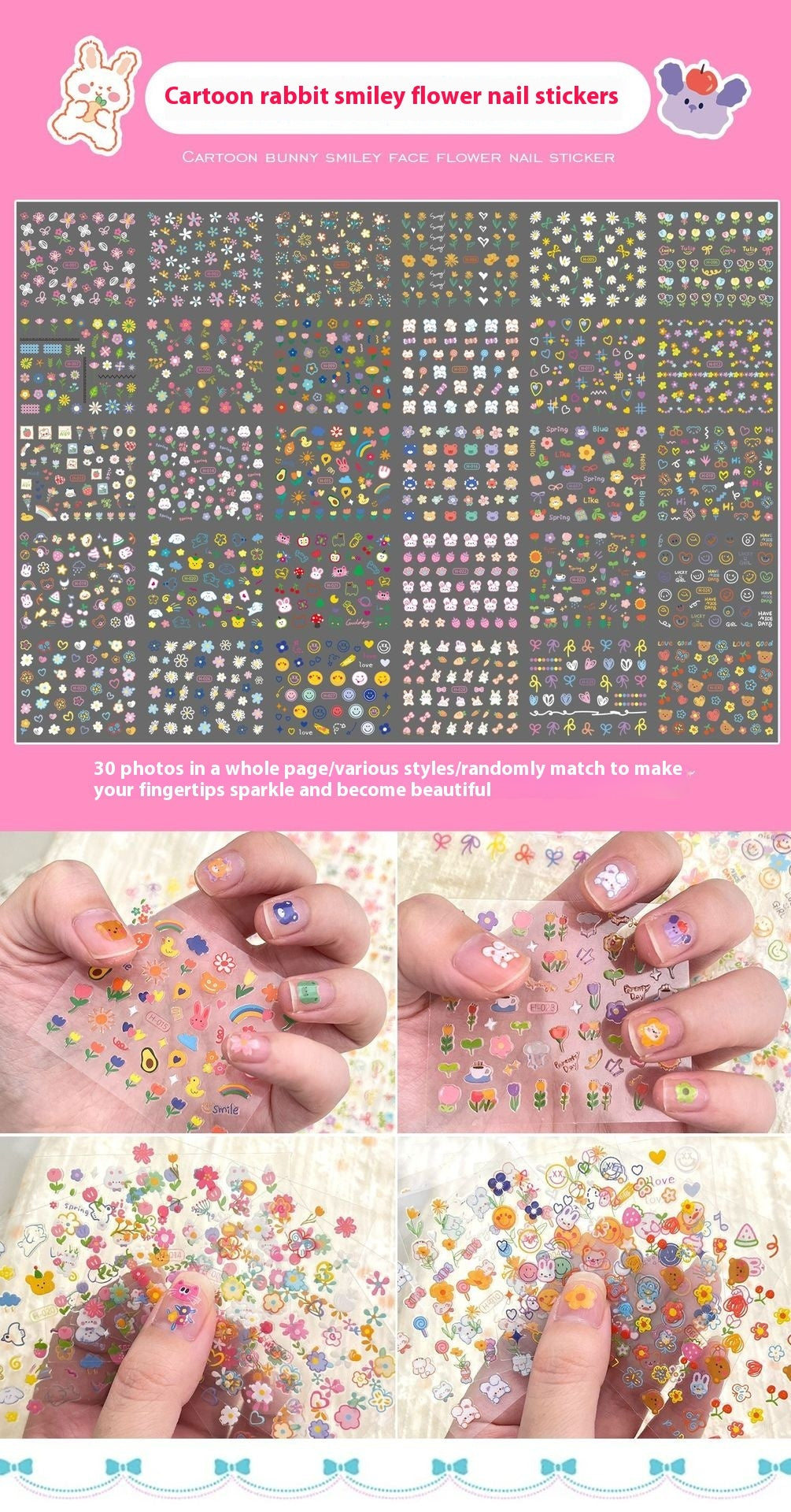 Floral Nail Art Stickers Set Gomaki