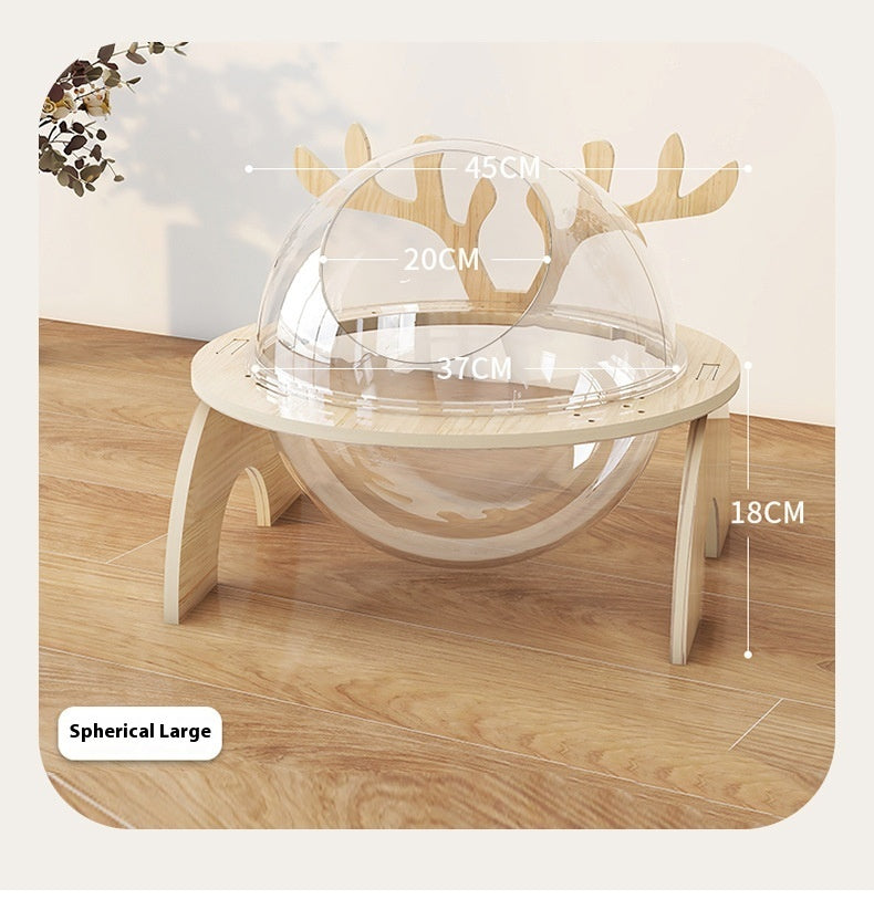 Cat Nest Space Capsule Solid Wood Pet Bed Gomaki