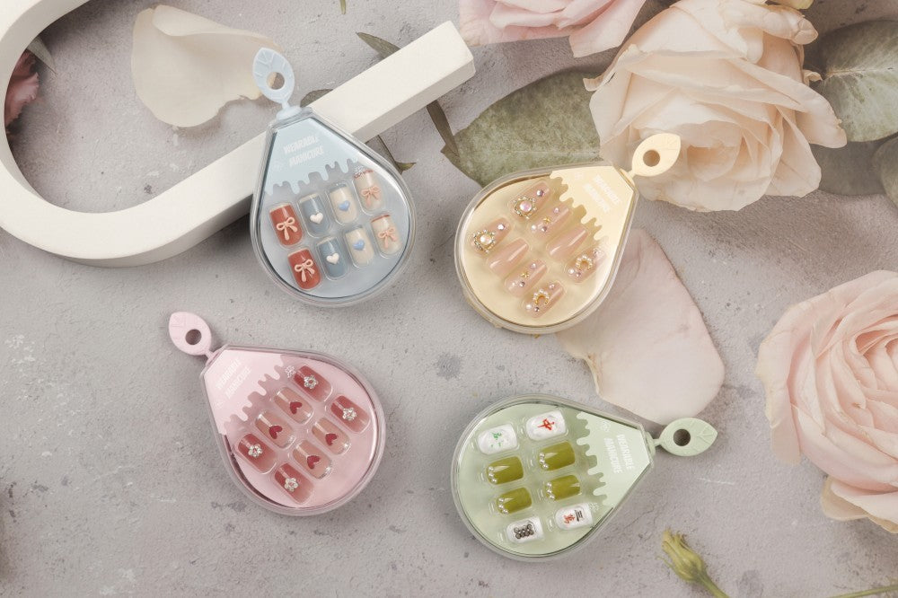 Elegant Pearl And Plaid Press On Nails Gomaki